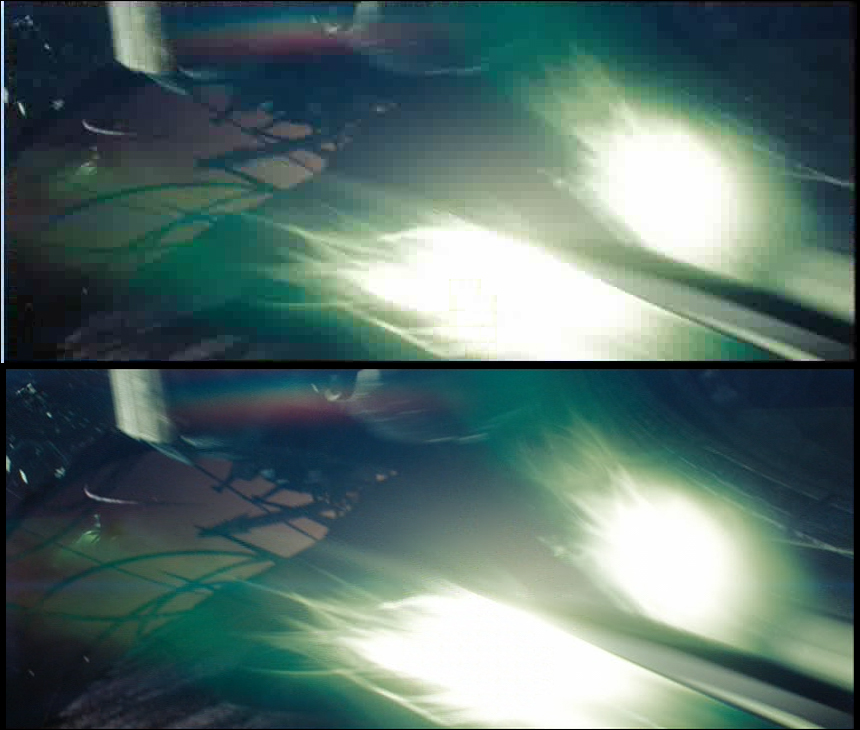 Image F: Missiles fire during the battle; top image captured, lower image ripped.