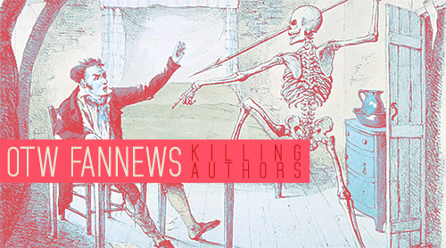 Banner by Lisa of a skeleton attacking an man in a 19th century graphic
