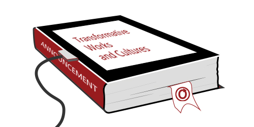 Banner by Alice of a book/eReader with an OTW bookmark and a USB plug going into the spine.